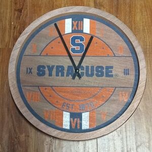 Syracuse University Wooden Wall Clock - Orange and Brown